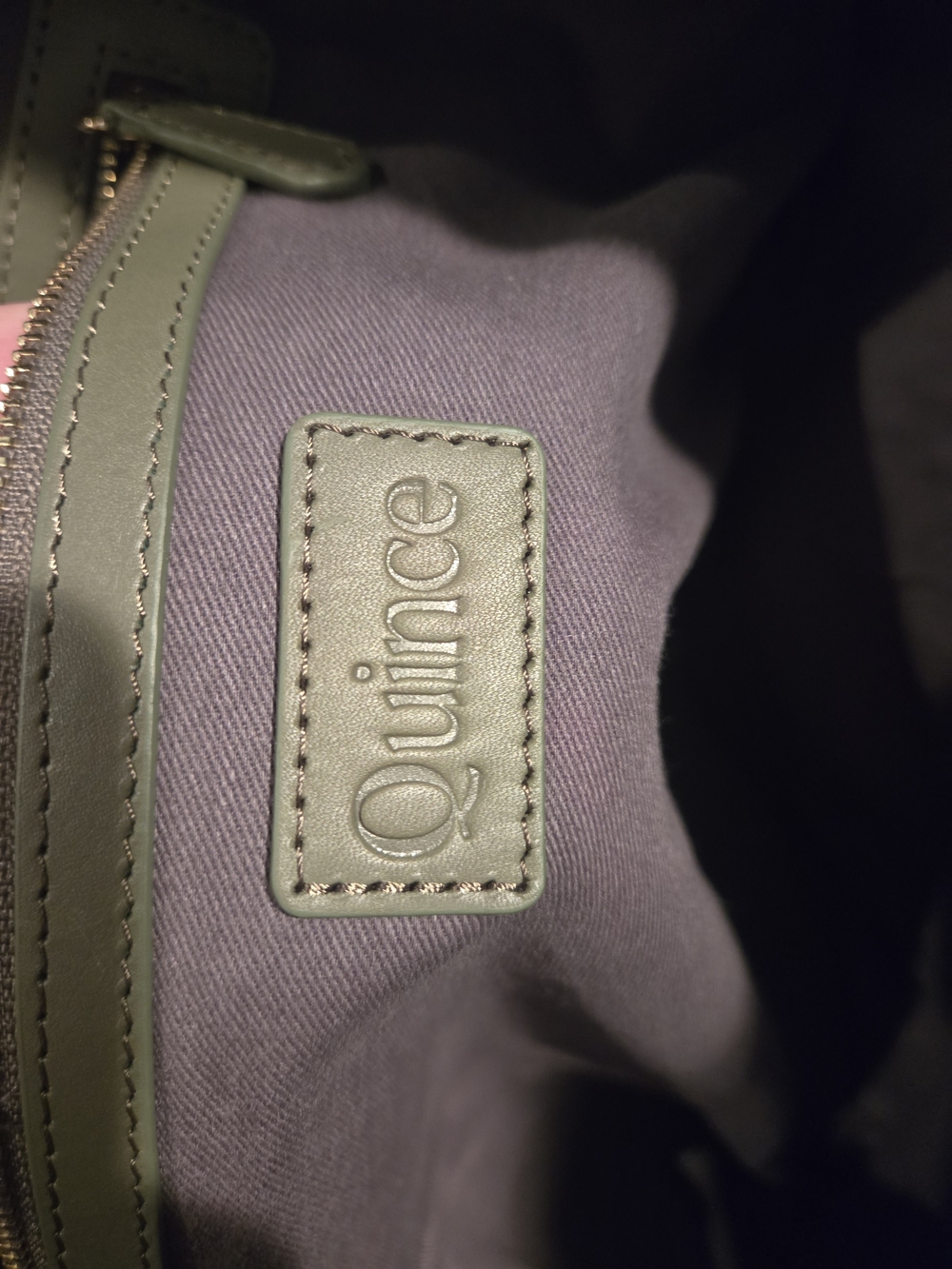 QUINCE Woven Olive Green Leather Tote Bag - Picture 3 of 10